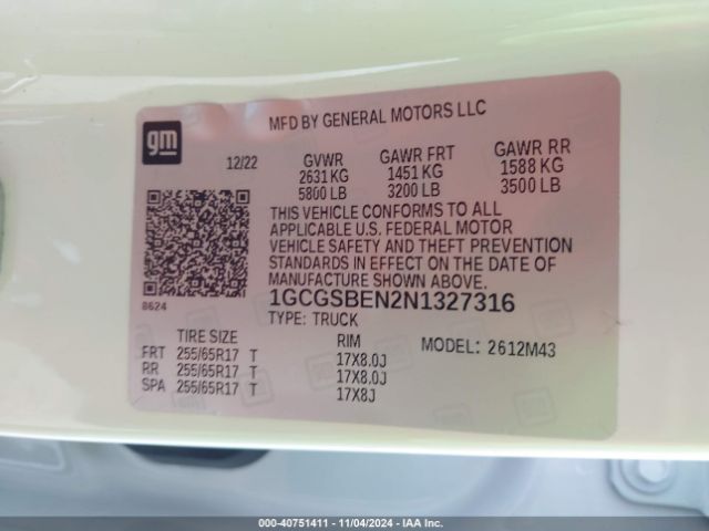 1GCGSBEN2N1327316 Chevrolet Colorado 2wd  Short Box Wt