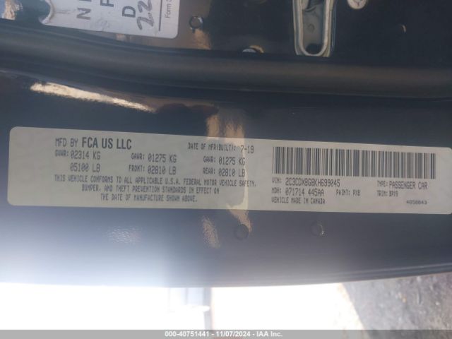 2C3CDXBG8KH699045 Dodge Charger Sxt Rwd