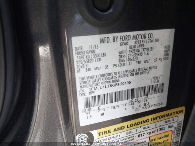 1FMJU1LT8GEF20105 Ford Expedition Platinum