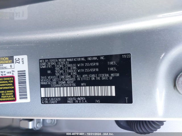 Toyota Grand Highlander Xle 2024 5TDAAAB52RS028196 Image 9
