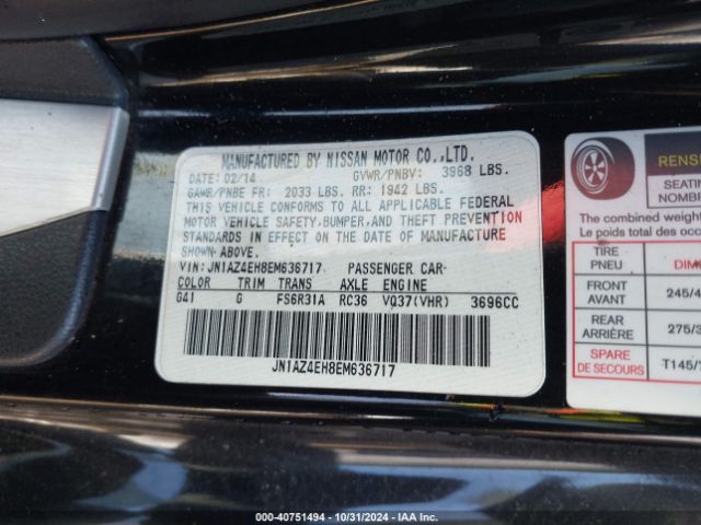 JN1AZ4EH8EM636717 Nissan 370Z