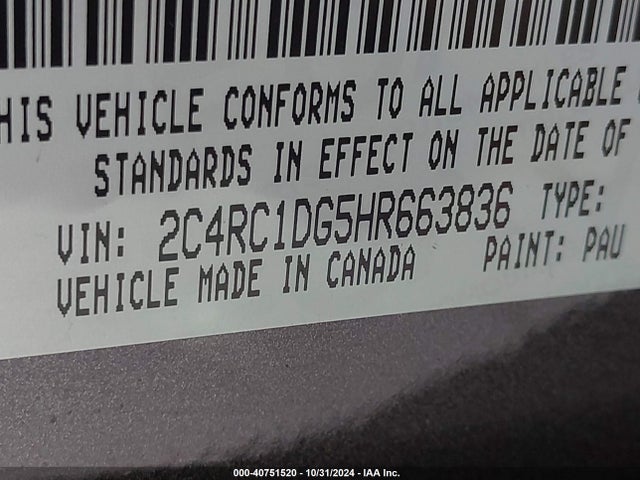 2C4RC1DG5HR663836 Chrysler Pacifica Touring