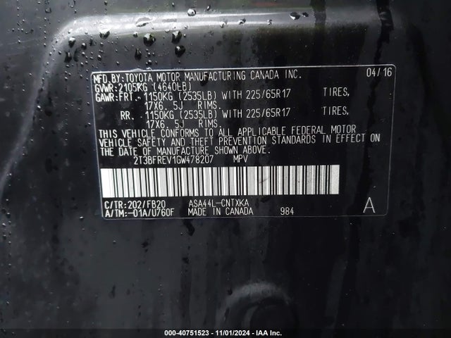 Toyota RAV4 LE 2016 2T3BFREV1GW478207 Image 9