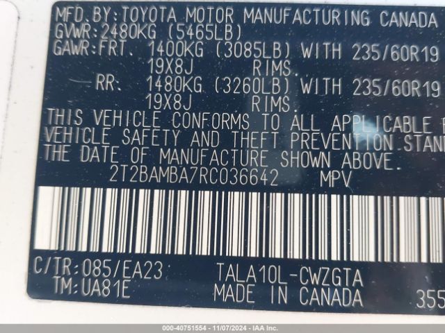 2T2BAMBA7RC036642 Lexus RX 350