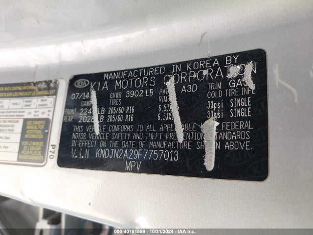 KIA Soul 2015 KNDJN2A29F7757013 Image 9