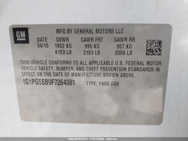 1G1PG5SB9F7264381 Chevrolet CRUZE LTZ