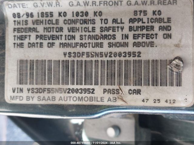 1997 SAAB 900 YS3DF55N5V2003952 Photo 8