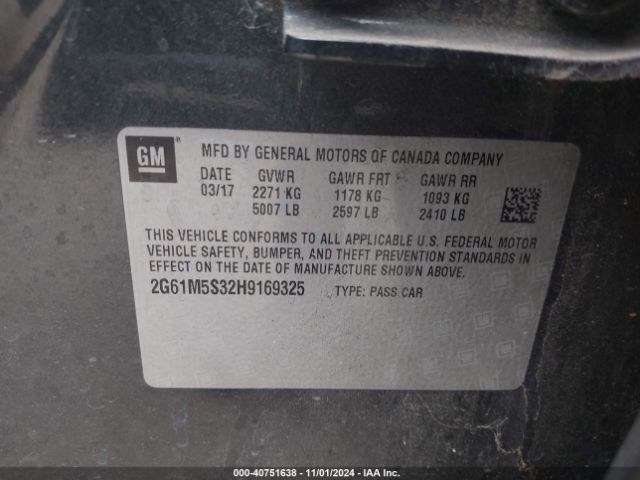 2G61M5S32H9169325 Cadillac XTS LUXURY