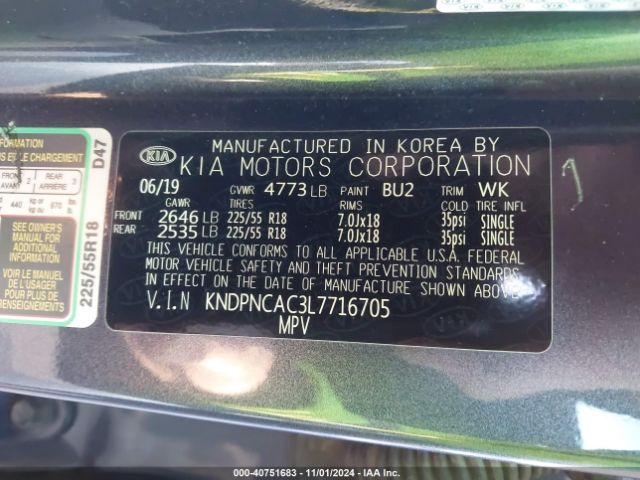 KNDPNCAC3L7716705 KIA Sportage Ex