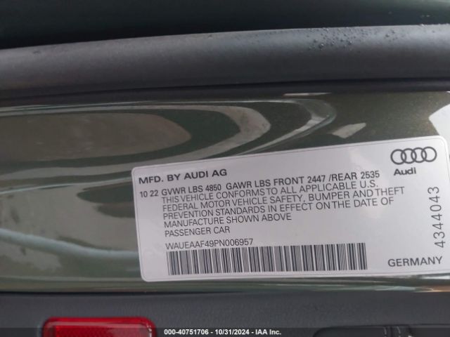 WAUEAAF49PN006957 Audi A4 Premium Plus 45 Tfsi S Line Quattro S Tronic