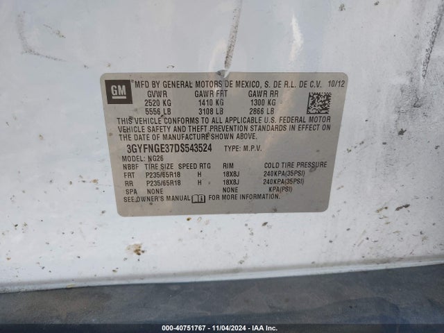 2013 CADILLAC SRX 3GYFNGE37DS543524 Photo 8