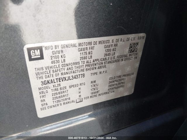 3GKALTEVXJL343778 GMC Terrain Sle
