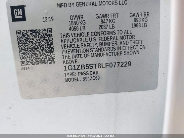 1G1ZB5ST8LF077229 Chevrolet Malibu Fwd Ls