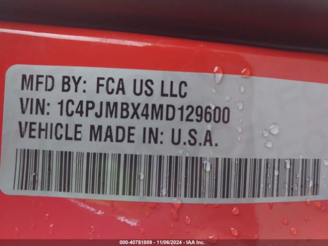1C4PJMBX4MD129600 Jeep Cherokee Trailhawk 4x4