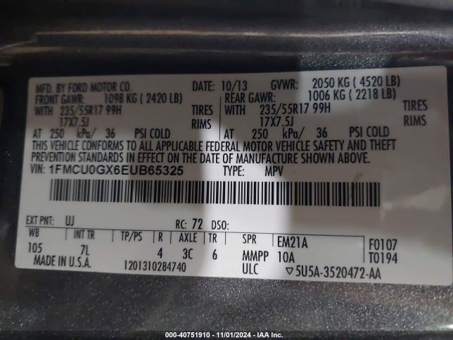 1FMCU0GX6EUB65325 Ford ESCAPE SE