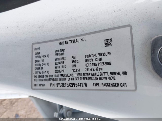 2023 TESLA MODEL 3 5YJ3E1EA2PF544176 Photo 8