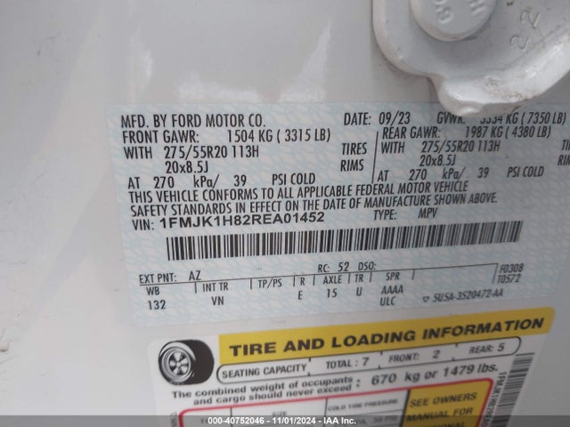 Ford Expedition Xlt Max 2024 1FMJK1H82REA01452 Image 9