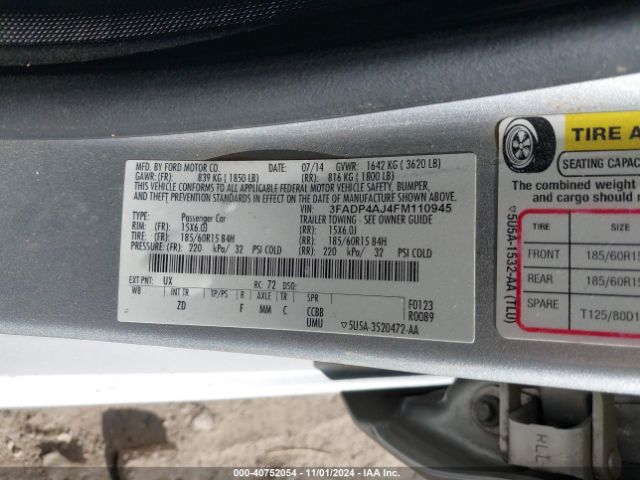 3FADP4AJ4FM110945 Ford FIESTA S