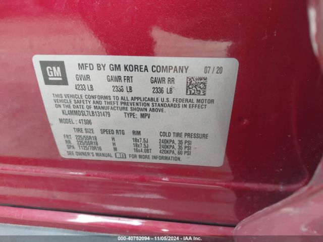 KL4MMDSL7LB131479 Buick Encore Gx Fwd Select