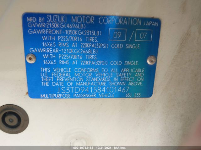 2008 SUZUKI GRAND VITARA JS3TD941584101467 Photo 8