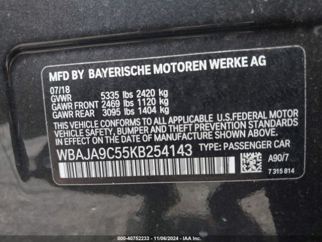 WBAJA9C55KB254143 BMW 530e Iperformance