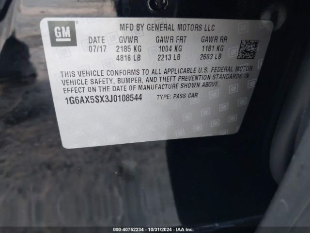 1G6AX5SX3J0108544 Cadillac CTS LUXURY