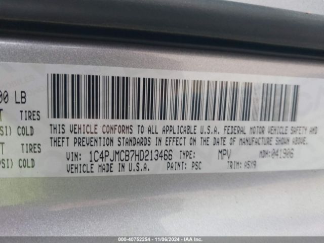 1C4PJMCB7HD213466 Jeep Cherokee Latitude 4x4