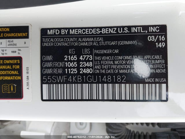 55SWF4KB1GU148182 Mercedes-Benz C 300 4matic/luxury 4matic/sport 4matic