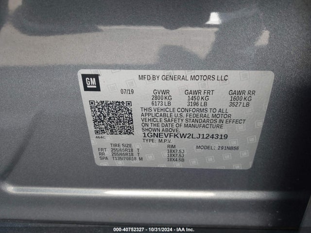 Chevrolet Traverse Awd Ls 2020 1GNEVFKW2LJ124319 Image 9
