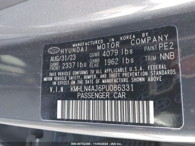 KMHLN4AJ6PU086331 Hyundai Elantra Hybrid Limited
