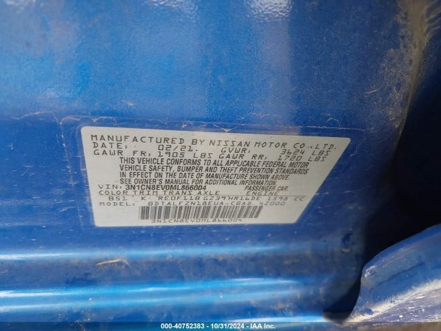 Nissan Versa Sv Xtronic Cvt 2021 3N1CN8EV0ML866004 Image 9