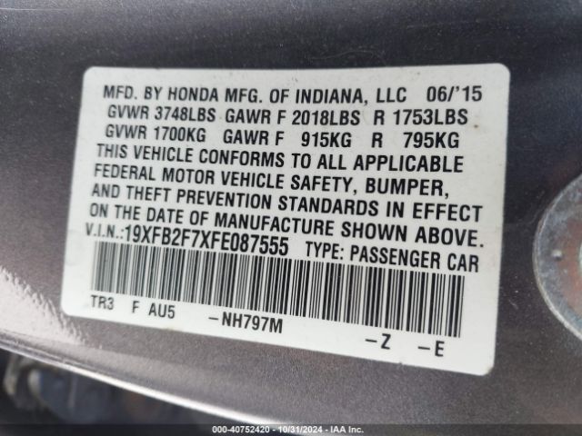 19XFB2F7XFE087555 Honda CIVIC SE
