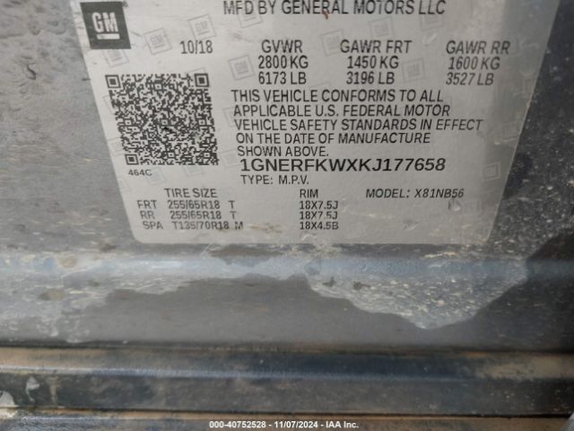 1GNERFKWXKJ177658 Chevrolet Traverse Ls