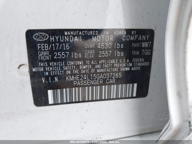 KMHE24L15GA037265 Hyundai Sonata Hybrid Se