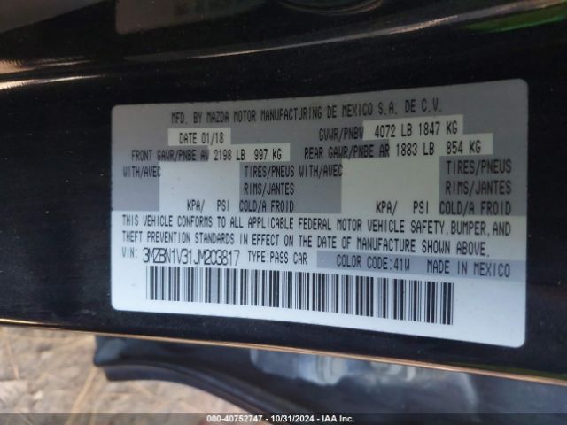 3MZBN1V31JM203817 Mazda Mazda3 Touring