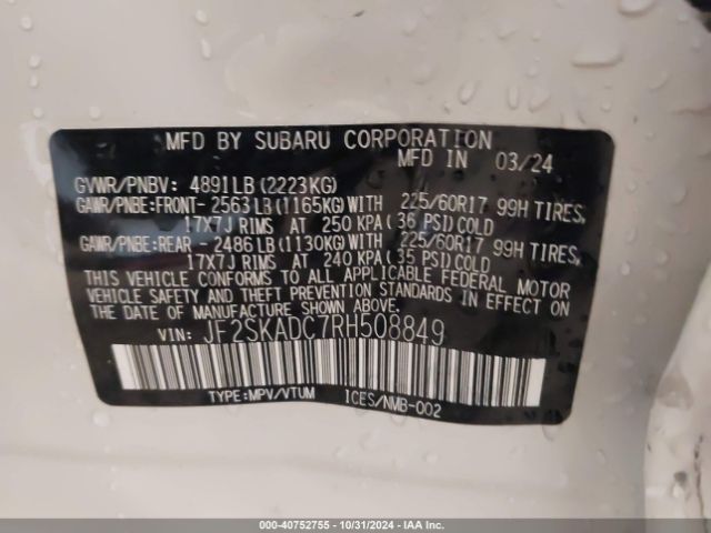 JF2SKADC7RH508849 Subaru Forester Premium