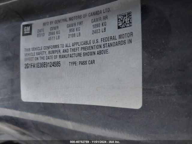 2G1FA1E36E9124585 Chevrolet Camaro 2ls