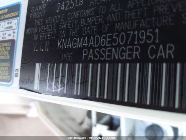 KNAGM4AD6E5071951 KIA Optima Hybrid Lx