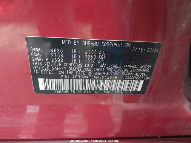 4S3BWAF60M3012579 Subaru Legacy Premium