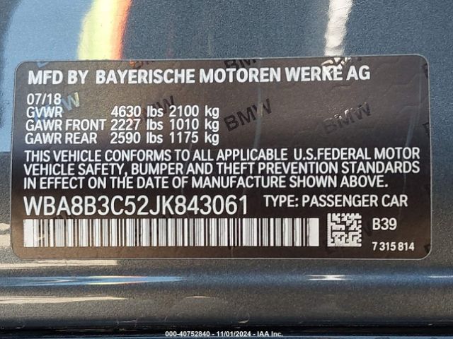 WBA8B3C52JK843061 BMW 340i