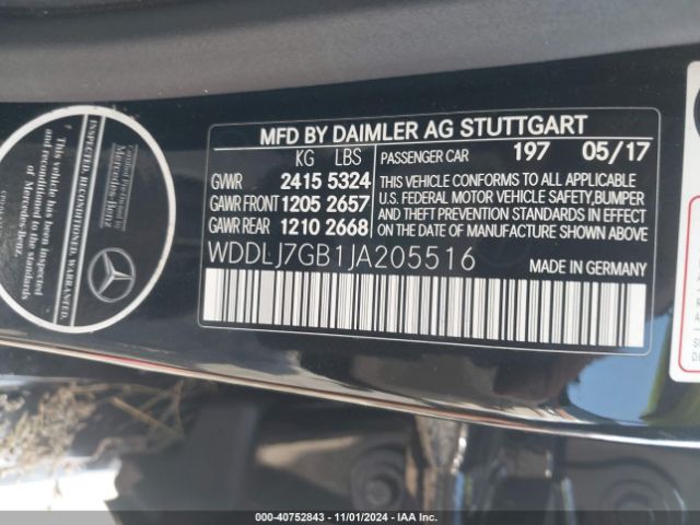 WDDLJ7GB1JA205516 Mercedes-Benz Amg Cls 63 S 4matic