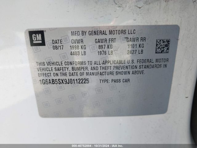 1G6AB5SX9J0112225 Cadillac ATS LUXURY