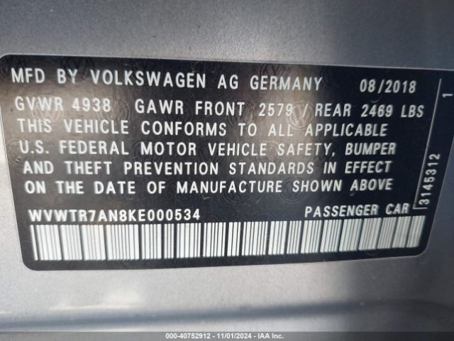 WVWTR7AN8KE000534 Volkswagen Arteon 2.0t Sel Premium R-line