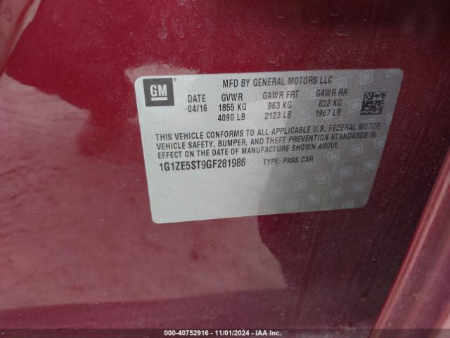 1G1ZE5ST9GF281986 Chevrolet MALIBU 1LT