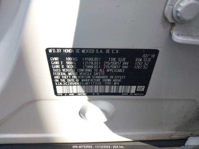 Honda HR-V LX 2018 3CZRU6H30JM717326 Image 9