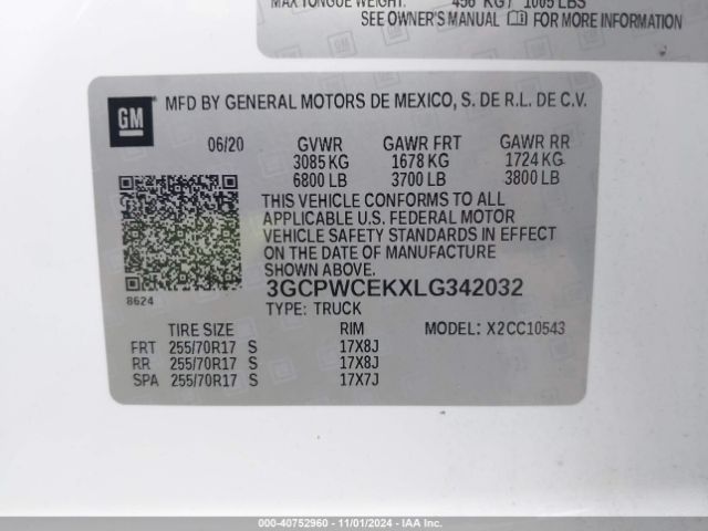 3GCPWCEKXLG342032 Chevrolet Silverado 1500 2wd  Short Bed Lt
