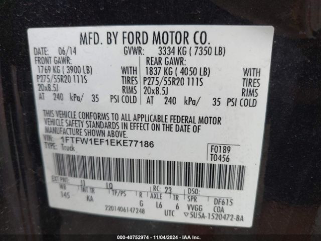 1FTFW1EF1EKE77186 Ford F-150 King Ranch