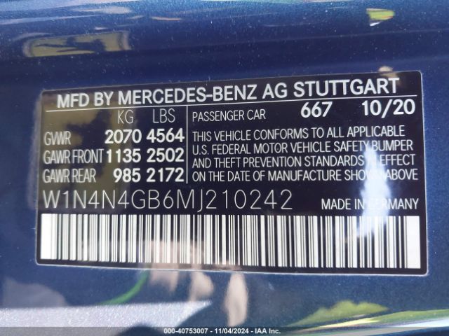 W1N4N4GB6MJ210242 Mercedes-Benz GLA 250