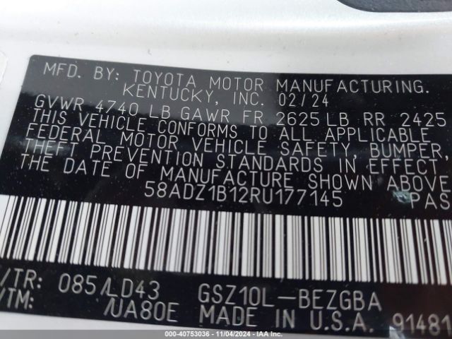 58ADZ1B12RU177145 Lexus ES 350