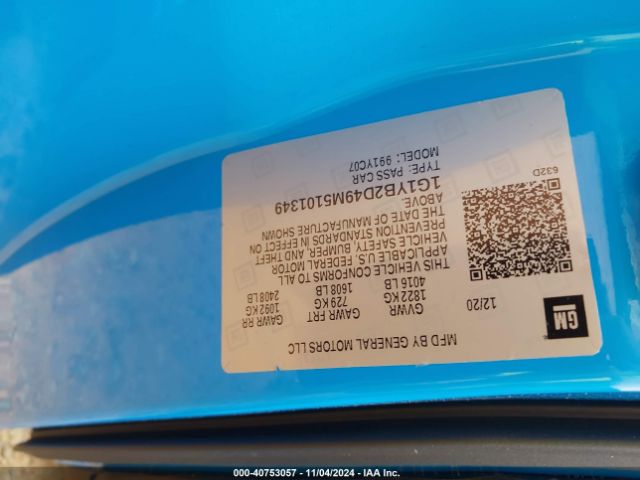 1G1YB2D49M5101349 Chevrolet Corvette Stingray Rwd  2lt